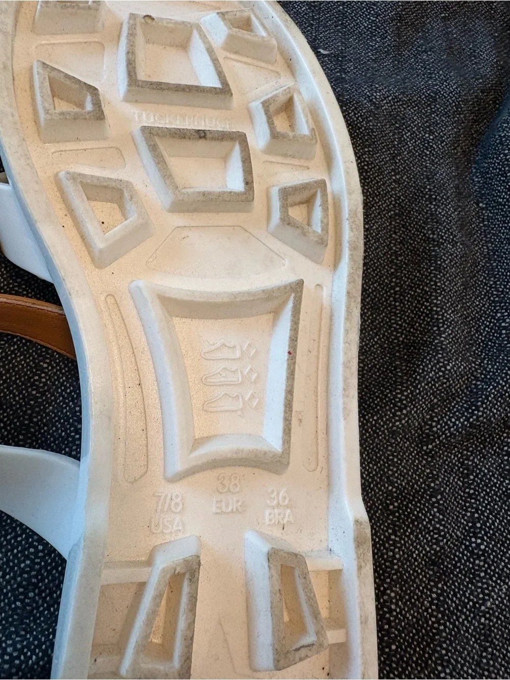 Tuckernuck White Sandal Slides with Tan Buckle Strap - Picture 5 of 5